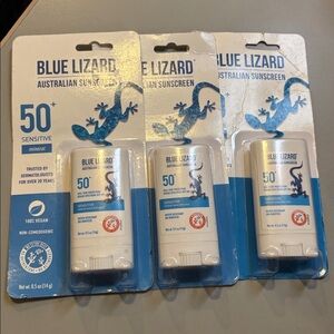 Blue Lizard Australian Mineral Sunscreen Stick Sensitive SPF50+, 0.5oz Lot of 3